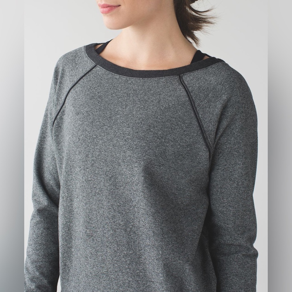 Lululemon Crew Love Pullover Heather Speckled Black Gray